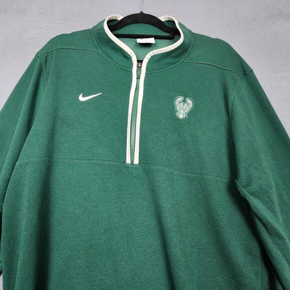 Milwaukee Bucks Pullover Quarter Zip Mens XL Green NBA Basketball Nike Dri-FIT - Picture 5 of 14
